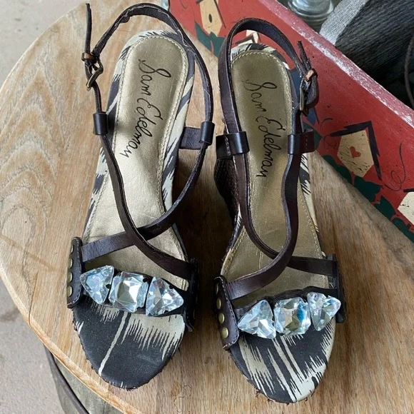 Sam Edelman Tate‎ Woven Wedge Heeled Sandals - Picture 2 of 11